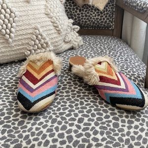 Universal Thread Faux Fur Chevron Mules